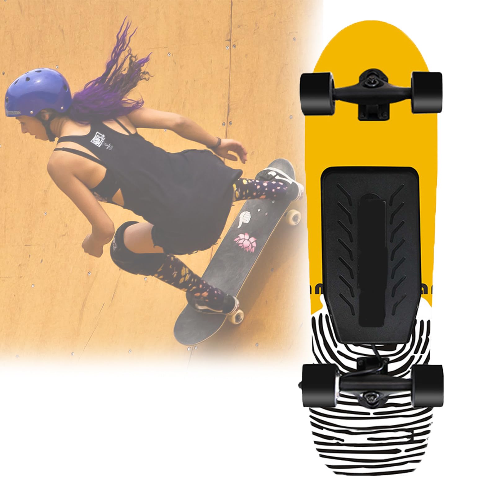 Longboard Portable pour Débutants, Skateboard électrique Professionnel avec Télécommande et Régulateur de Vitesse, Autonomie de 26 km, Charge Rapide de 90 Min C-Dualdrive