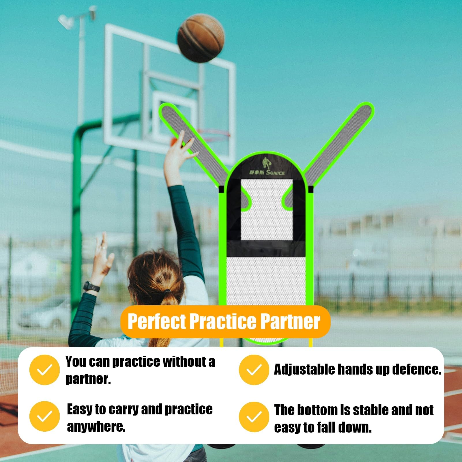 Kunovo Defender Dummy for Basketball Trainer Set of 3, 5.6ft - 7.5ft Height Shooting Training, Detachable Arms Defender Mannequin for Volleyball Soccer, 58741