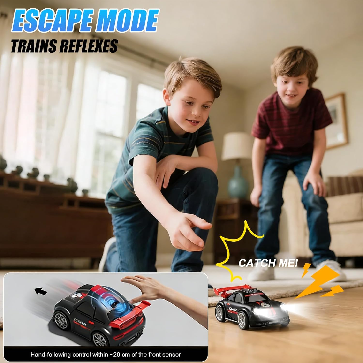 Mini RC Car with Camera, 2.4" Screen FPV Remote Control Car with 8G Card, Rechargeable 360° Drift Kids Small RC Racing Car Dual Control via Remote & App Controlled Vehicles, Follow/Escape/Demo Modes