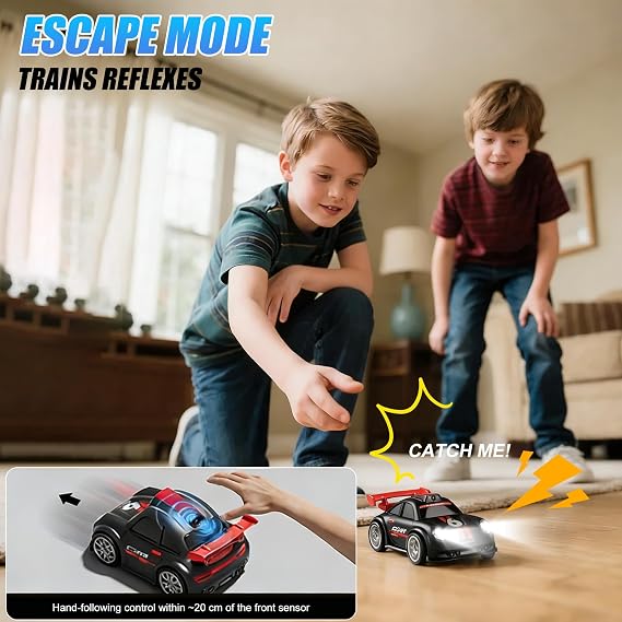 Mini RC Car with Camera, 2.4 Screen FPV Remote Control Car with 8G Card, Rechargeable 360 Drift Kids Small RC Racing Car Dual Control via Remote & App Controlled Vehicles, Follow/Escape/Demo Modes