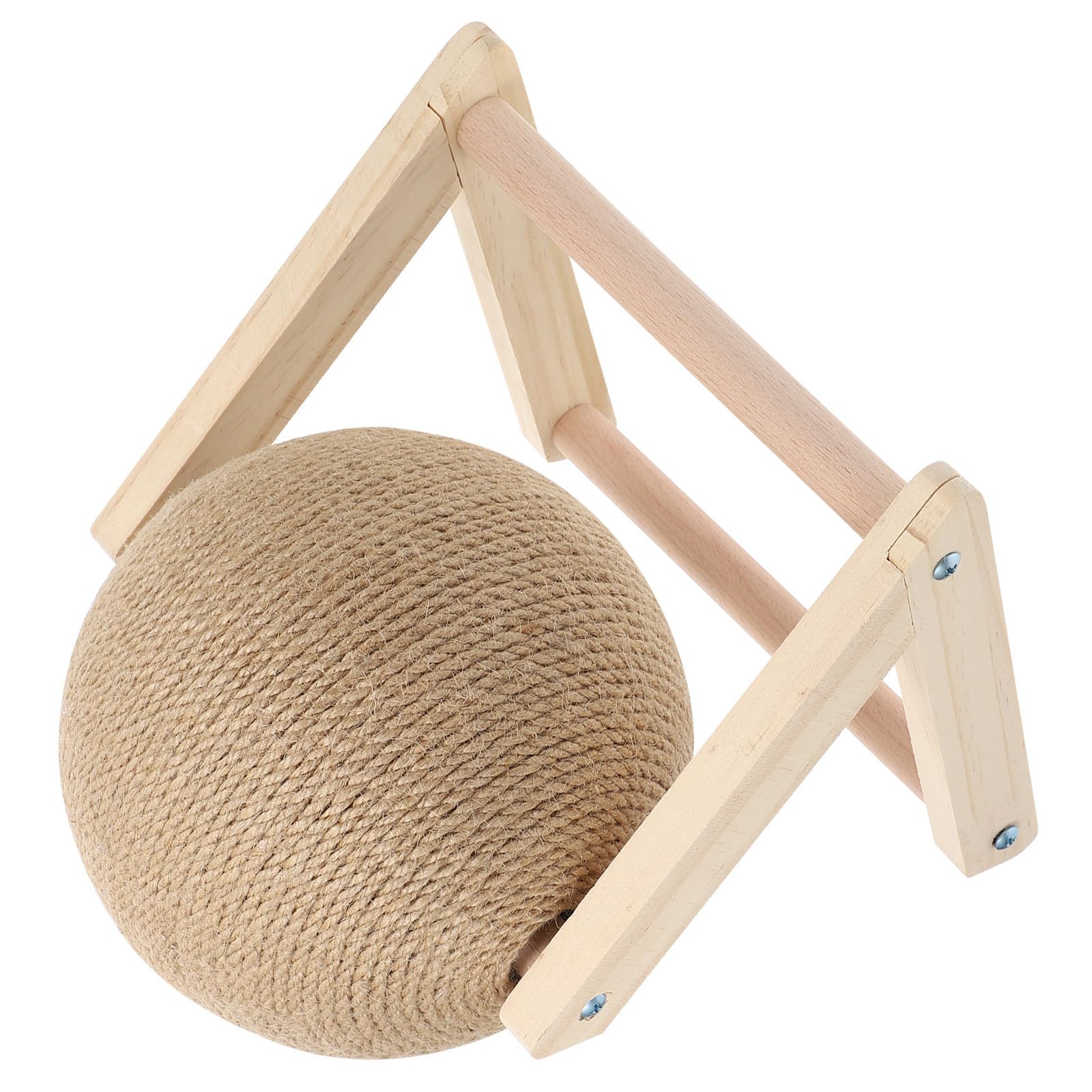 Rascador para gatos con bola de sisal y madera para interior