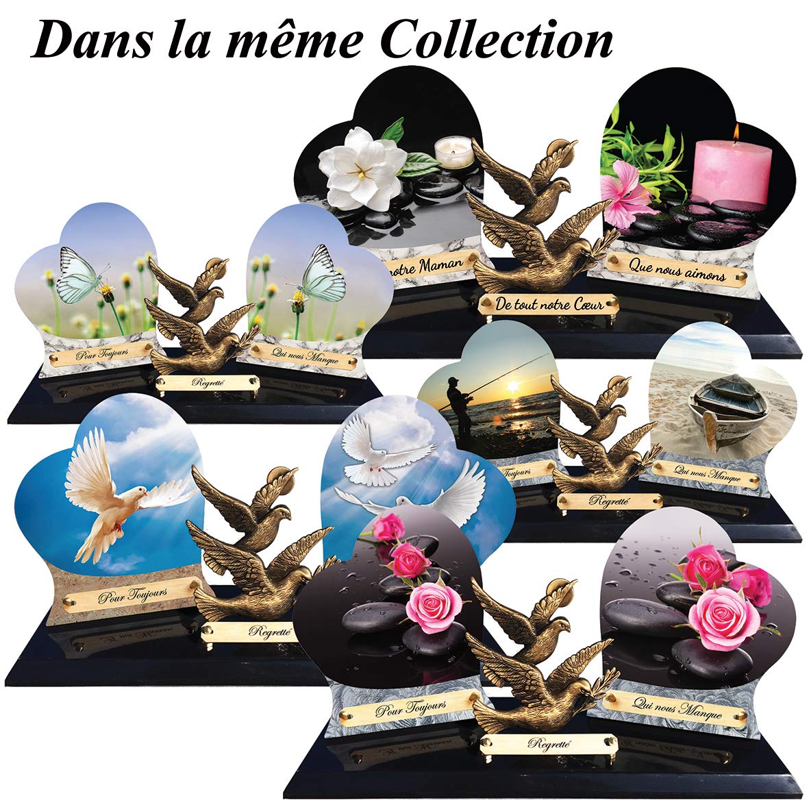 Plaque FUNERAIRE 2 Coeurs