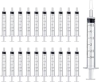 50 Pack 3ml Syringe Sterile Individual Wrap with Cap, Plastic Syringes without Needle for Science Labs, Colostrum Collecto...