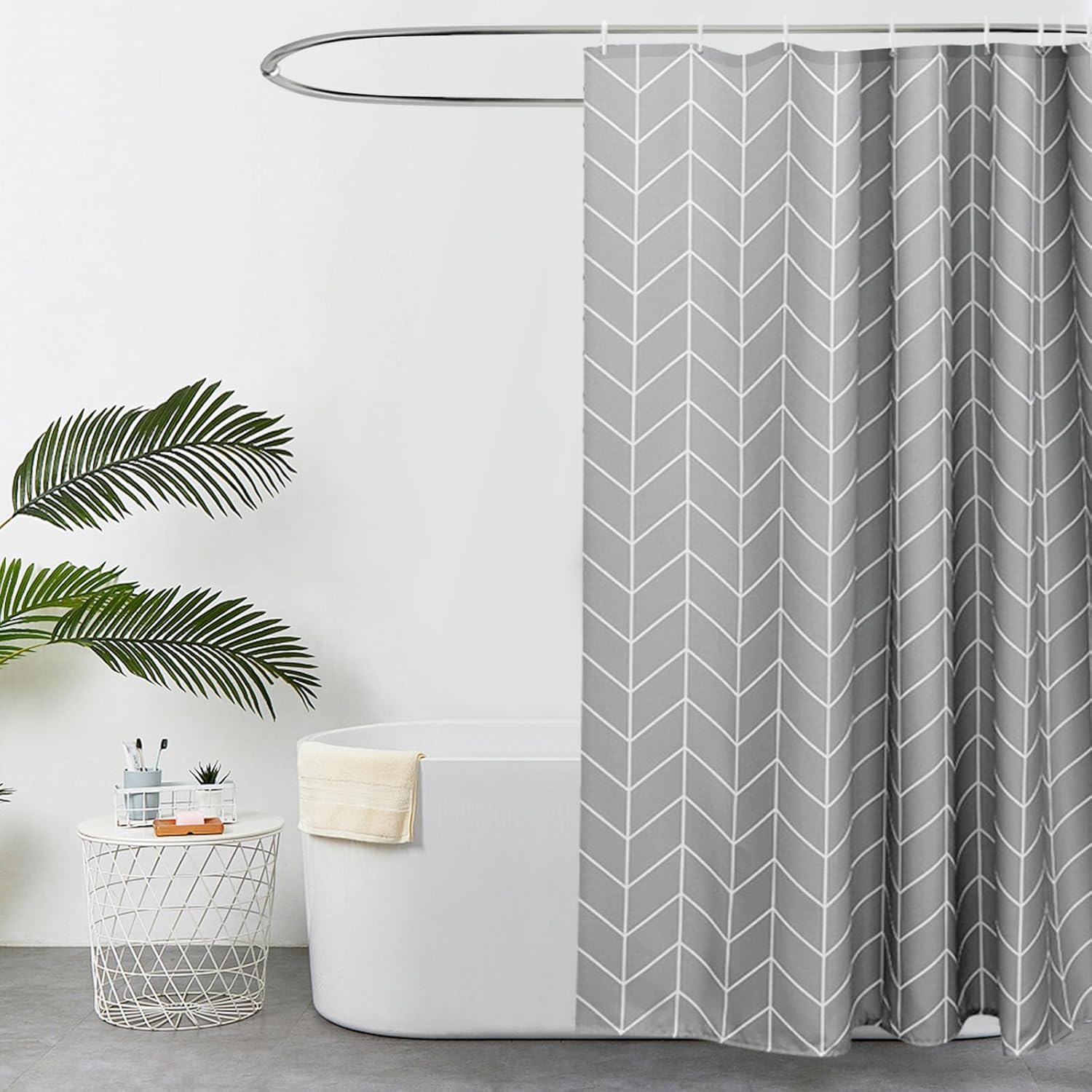 EurCross Grey Shower Curtain for Bathroom,Geometric Pattern,Water