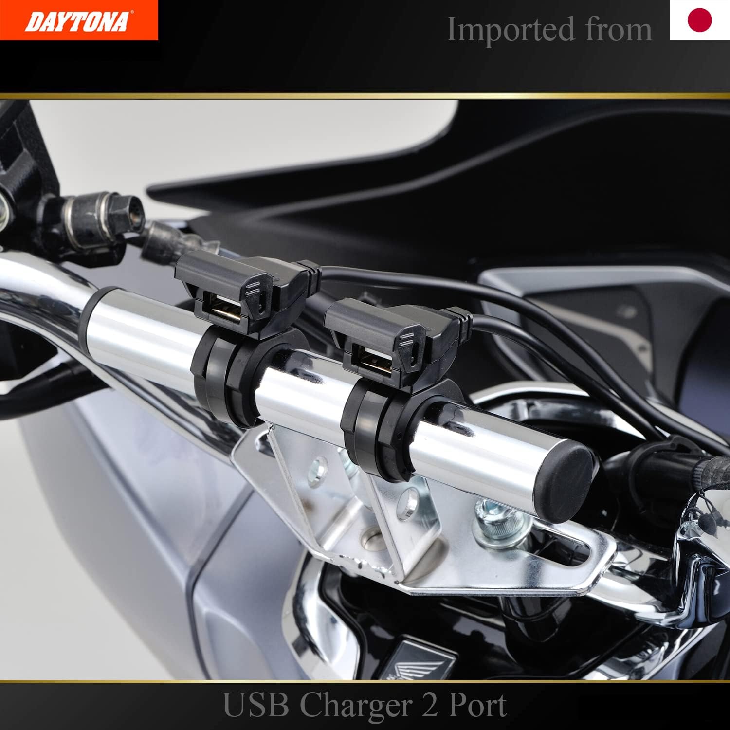 DAYTONA Motorcycle USB Charger - Waterproof Dual Port, Clamp or Tape Mount, Made in Japan, Ideal for Smartphones, Tablets, GPS - Includes Installation Kit image 2