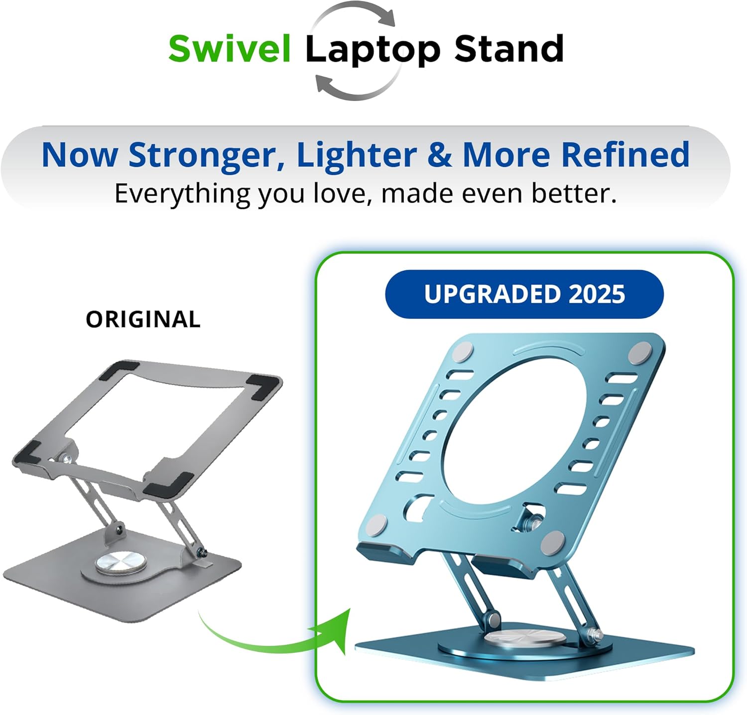 Uncaged Ergonomics Swivel Laptop Stand for Desk, Adjustable Computer iPad Stand for Desk w/ 360 Rotation, Portable Laptop Holder for Home Office Ergonomic Supplies (Ocean Blue)