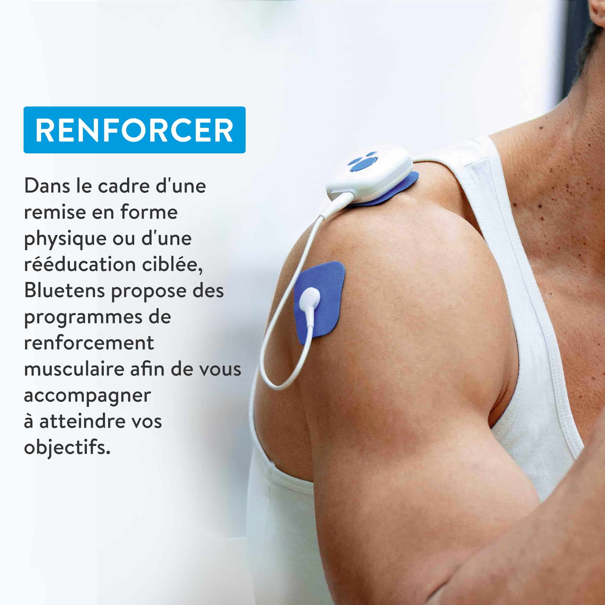 Bluetens Classic 2 Électrostimulateur Connecté TENS/EMS – Appareil Electrostimulation Musculaire et Anti Douleur pour Thérapie, Relaxation, Reeducation, Massage Sportif par Electro-Stimulation