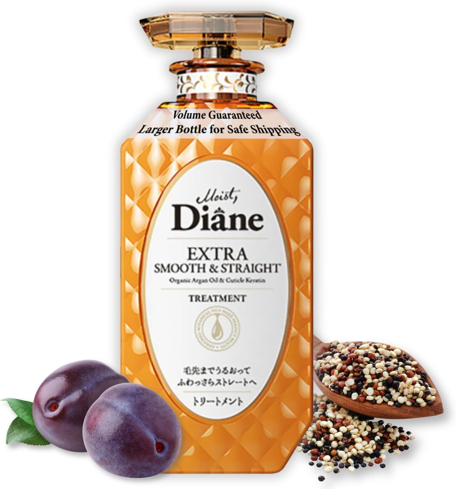 Moist Diane Keratin Hair Treatment for Frizzy Hair & Coarse Hair Women and Men, Organic Hair Care with Argan Oil & Plum Oil from Japan, Sulfate & Silicon Free, EXTRA SMOOTH & STRAIGHT, 15.2 Fl Oz