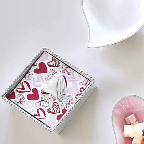 Miniatura 2 de Mariposa Servilletero con cuentas de corazón, tamaño único, plateado