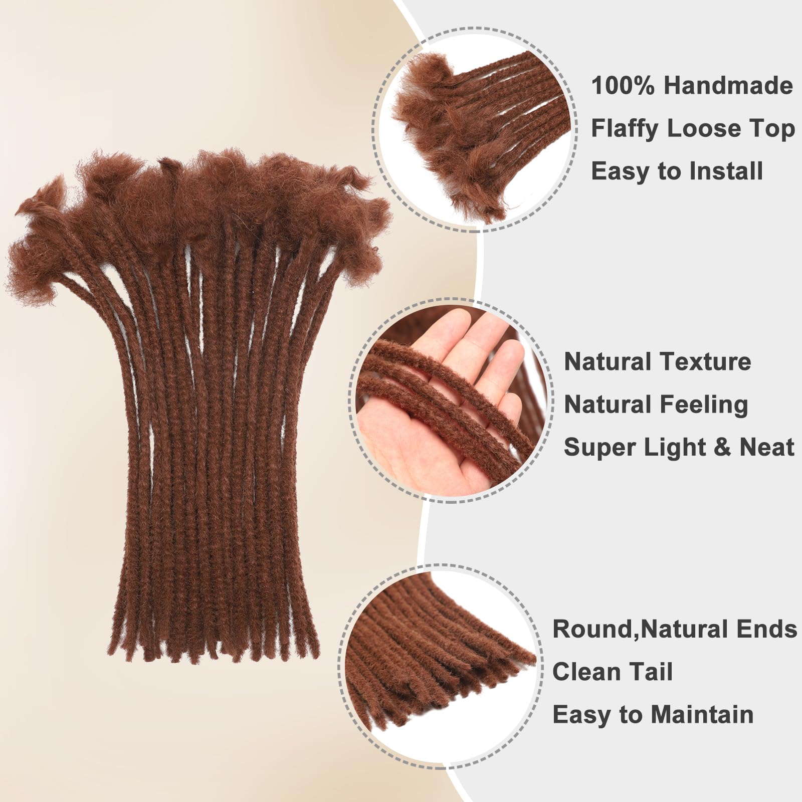QIDESHENG 12 Inch Dreadlock Extensions Synthetic Hair 30Strands 0.8 Width Handmade Dreads Hair Extensions Reggae Braids Locs Synthetic Hippie Single Ended Dreads for Women/Men/Kids (30# - Image 3