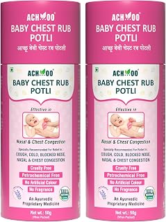 Achoo Ayurvedic Baby Chest Rub Potli for Nasal & Chest Congestion, Cough, Cold and Colic | Suitable for Above 5+ Years (100g (Pack of 2))
