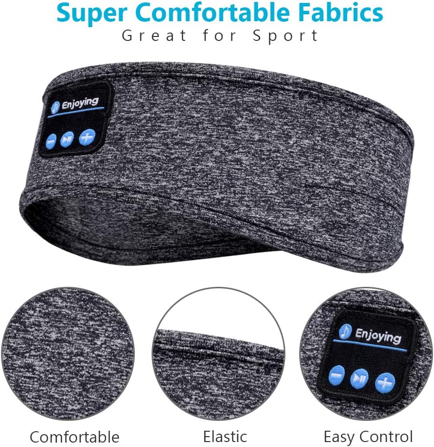Sleep Headphones Bluetooth Headband,Upgrage Soft Sleeping Wireless Music Sport Headbands, Long Time Play Sleeping Headsets with Built in Speakers Perfect for Workout, Running, Yoga (Gray) : Electronics