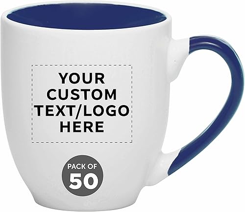 Juego de 50 tazas de café grandes estilo bistro personalizadas de 16 onzas, paquete a granel personalizado, perfectas para café, té, expreso, cacao
