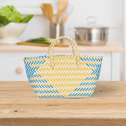 Miniatura 2 de Cesta de mimbre francesa hecha a mano de gran capacidad, bolsa de playa de paja, cesta de compras de verduras con asa para compras, almacenamiento,