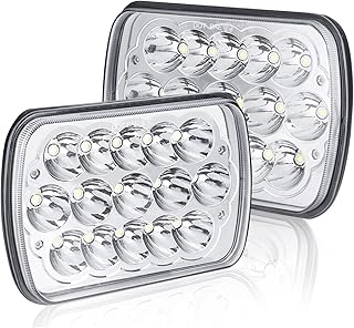 2PCS H6054 Led Headlights 5x7 7x6 LED Headlights Rectangle Hi/Low Sealed Beam H4 9003 Plug 6054 H5054 Compatible with Chevy Blazer Express Van Wrangler YJ XJ Cherokee Truck Ford Van