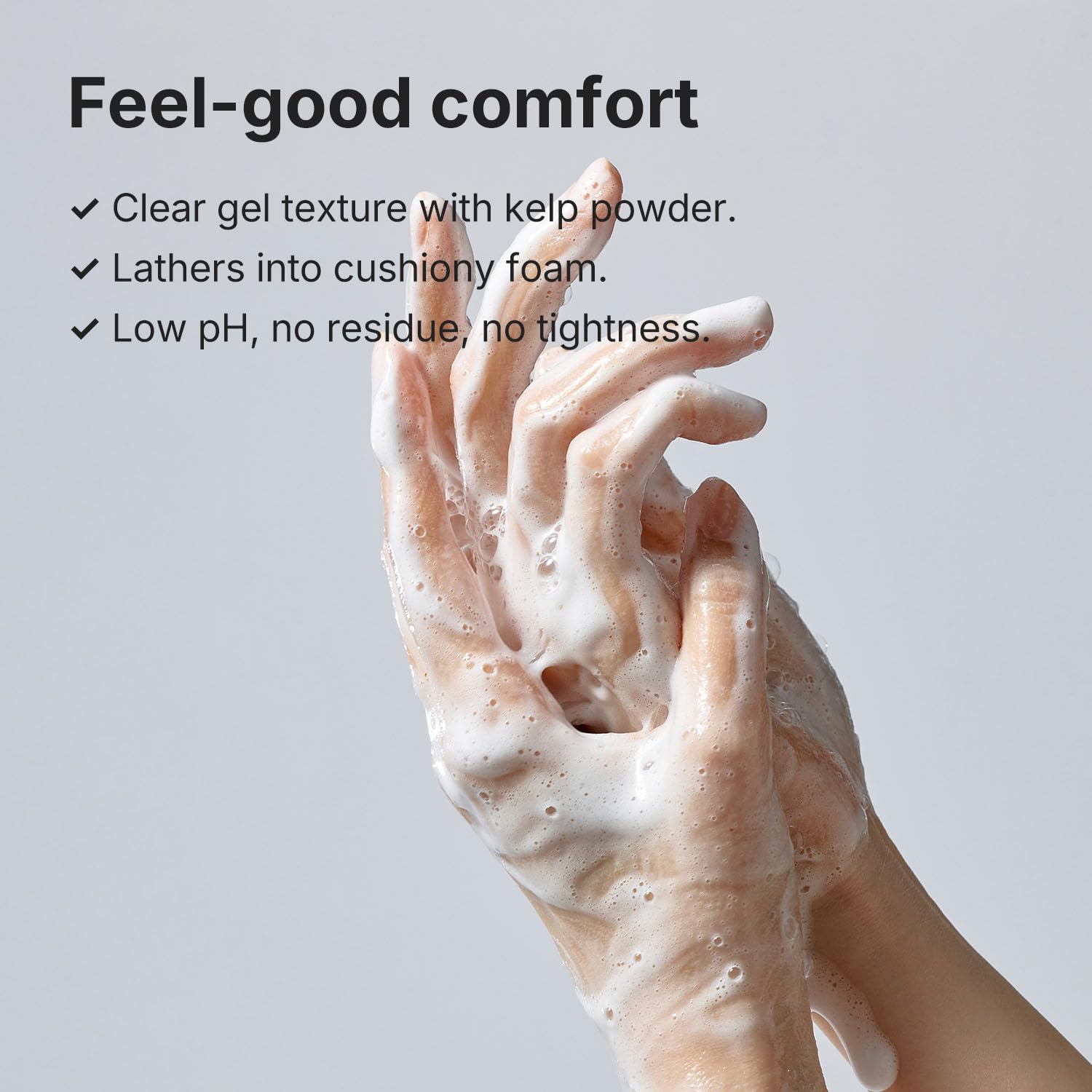 pH Balanced Gel Cleanser, Hydrating Korean Foaming Face Wash with Algae11 & Kelp Powder, Gentle Deep Cleanser for Oily or Sensitive Skin, Non-Comedogenic K-Beauty, 100ml / 3.38 fl.oz. - Image 7