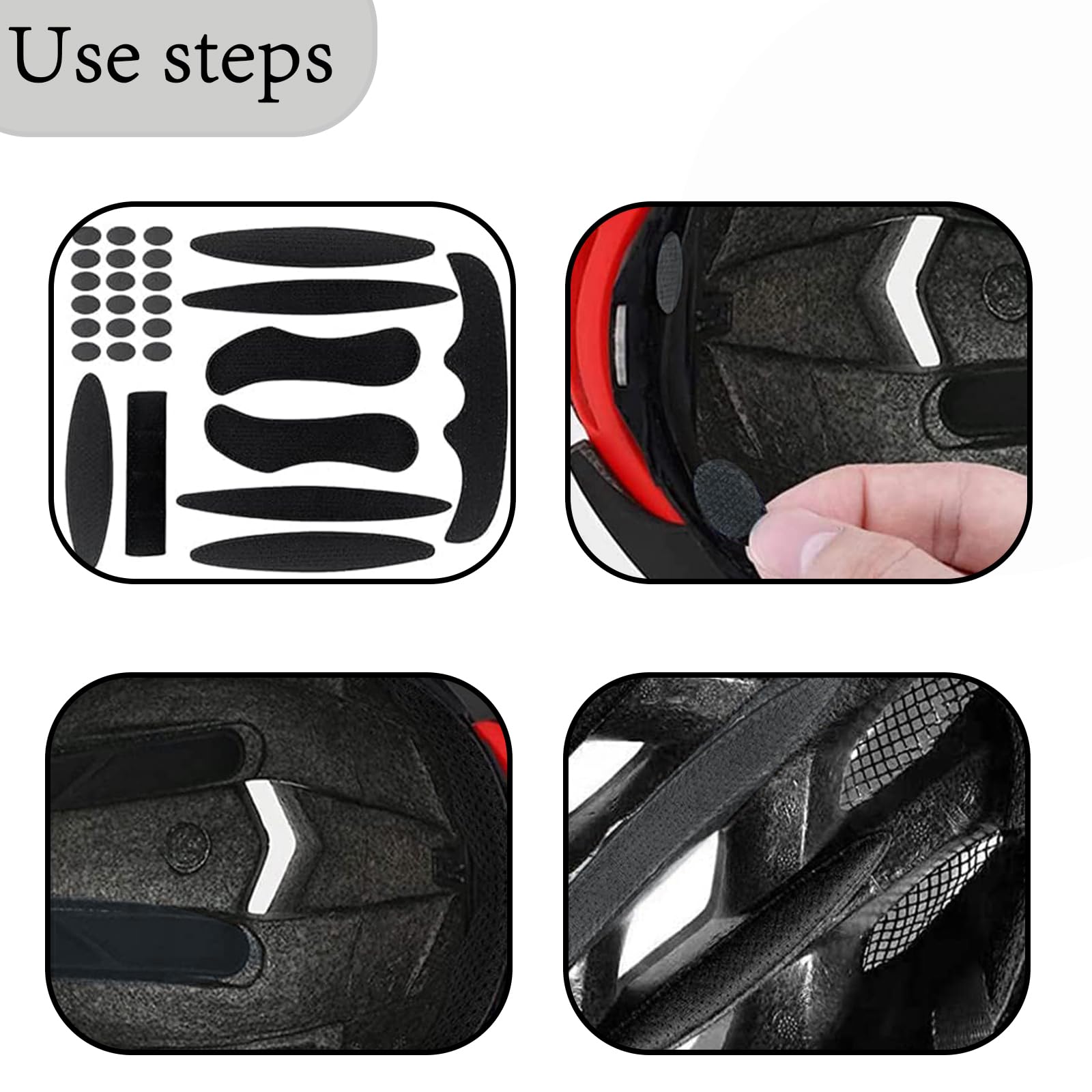 Kit Imbottitura Per Casco Universale - 9 Pezzi Con Adesivi - Per Bici, Moto E Caschi Sicurezza - Foto 9