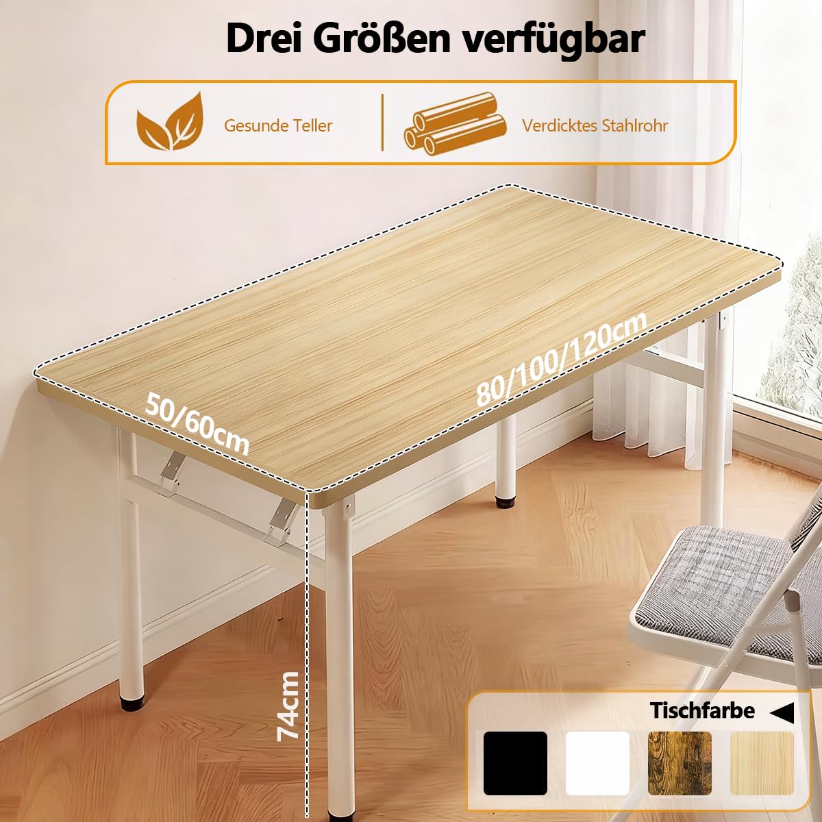 Moderner Computertisch, Schreibmaschinentisch, Keine Montage erforderlich, Schreibtisch, klappbar, platzsparend für Arbeitszimmer, Schlafzimmer, Heimbüro