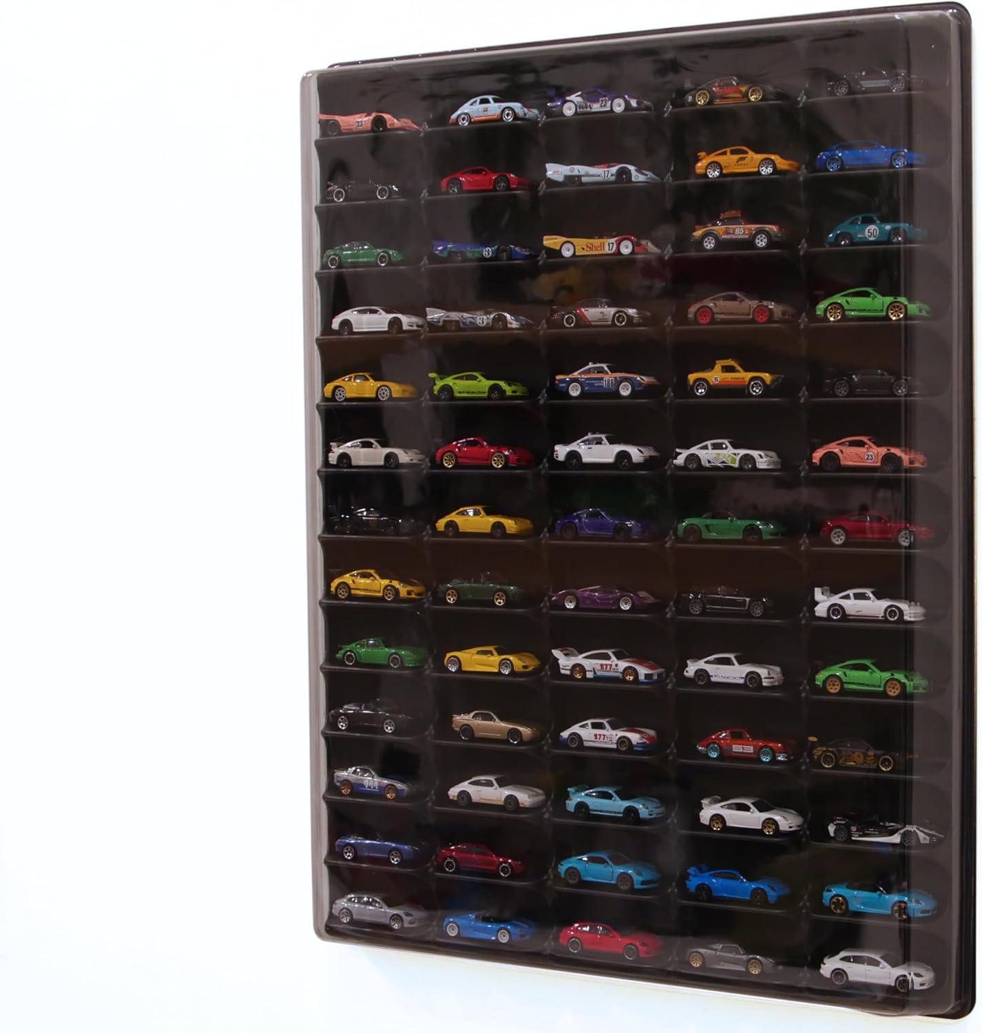 Mascar Displays Ultima Black Wall Mounted 1/64 Scale Car Diecast Display Case Storage Cabinet Shelf Wall Mount Rack for 65 Hot Wheels & 1/64 Scale Cars 20" W x 26" H