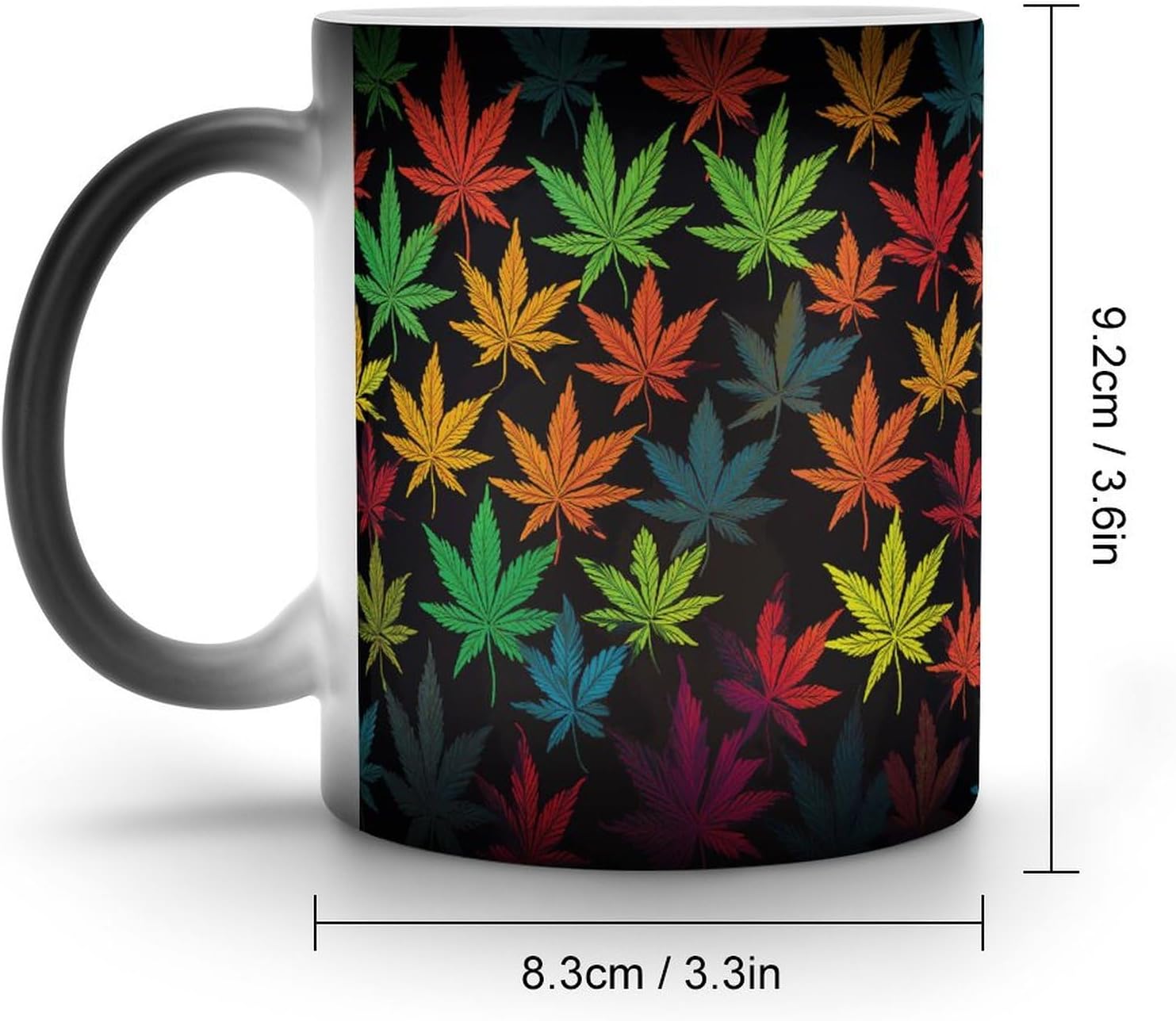 Color Changing Mug Colorful Cannabis Leaves Printed Ceramic Coffee Mug Heat Changing Sensitive Mug Magic Heat Changing Coffee Mug Novelty Coffee Mugs