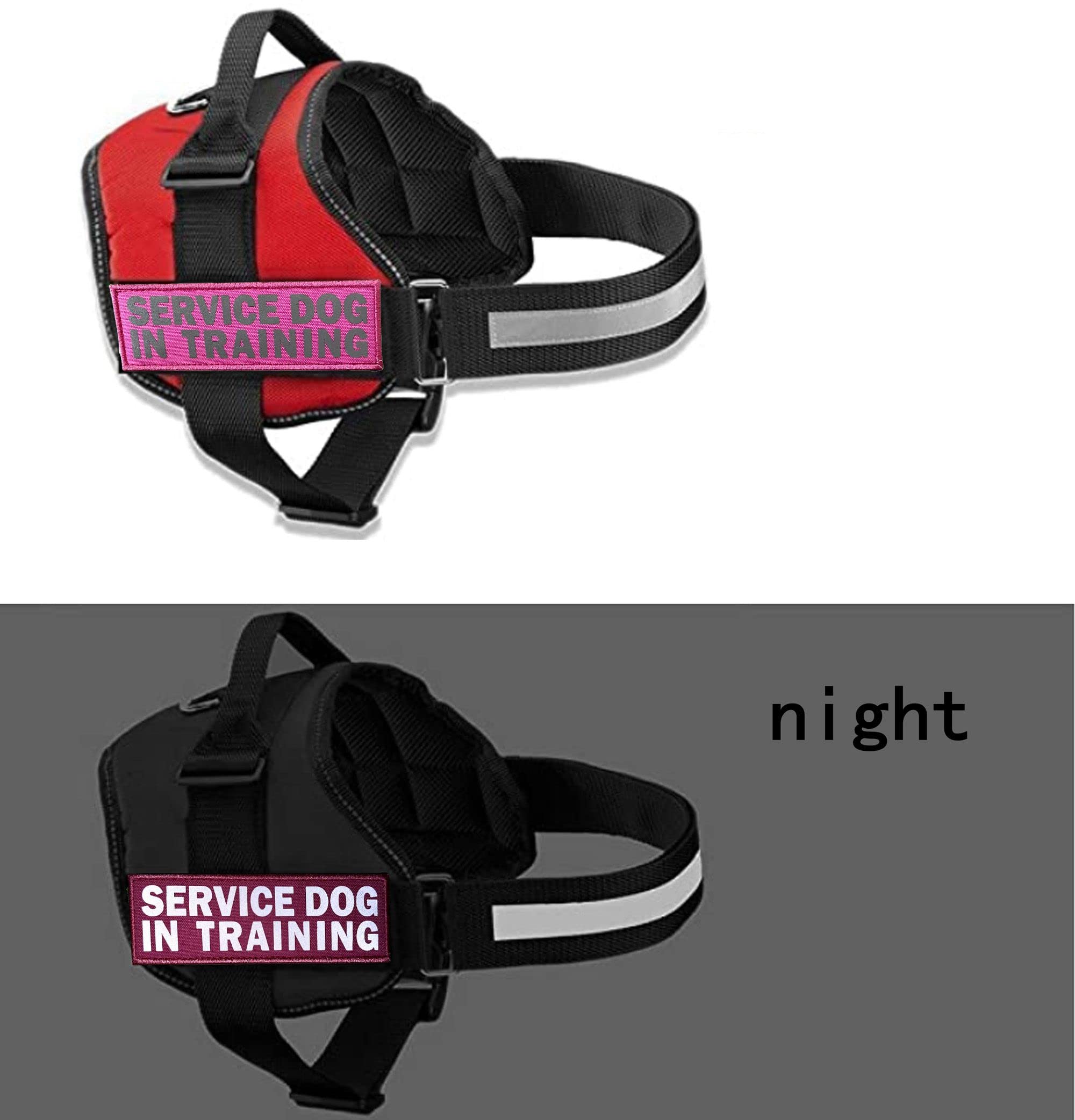 JUJUPUPS Reflektierende Hundepflaster – 'Do Not Pet' & Service-Hund, Mit Klett, Rosa, 12,7 X 3,8 Cm