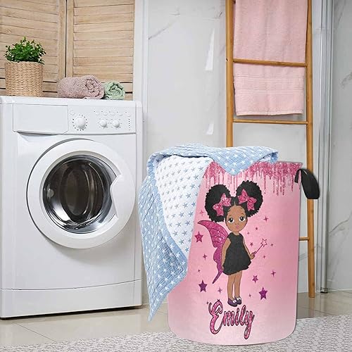 Miniatura 5 de Cesta de lavandería con estampado de mariposa de princesa niña, cesta de lavandería personalizada con tu nombre de diseño, juguetes y cestas de