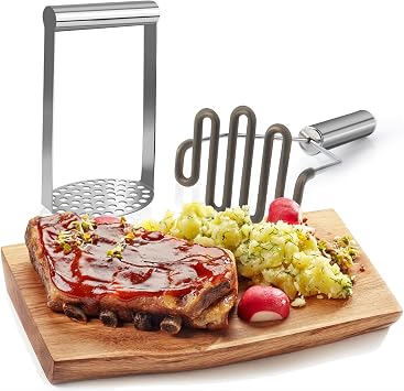 2Pcs Wide Potato Smasher,Mashed Potato Masher,Stainless Steel Masher Kitchen Tool for Bean,Vegetable,Food,Fruit,Salad
