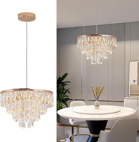 Miniatura 59 de Moderno candelabro de cristal LED, iluminación empotrada, lámpara colgante con control remoto para sala de estar, comedor, dormitorio, isla