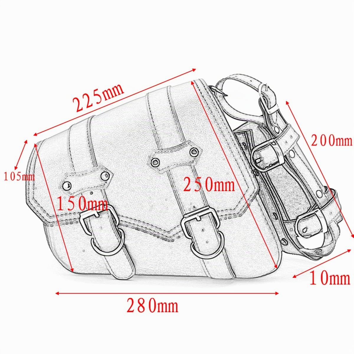 Alforjas universales para Motocicleta Bolsas de Herramientas Laterales de Cuero PU para Moto Alforja - Marrón (Lado Derecho)