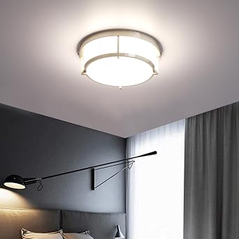 Dim to Warm 2700K-4000K 13 Inch LED Flush Mount Ceiling Light, 25W Dimmable Modern Ceiling Lighting Fixture for Bedroom, Kitchen, Living Room - ETL Listed, Brushed Nickel