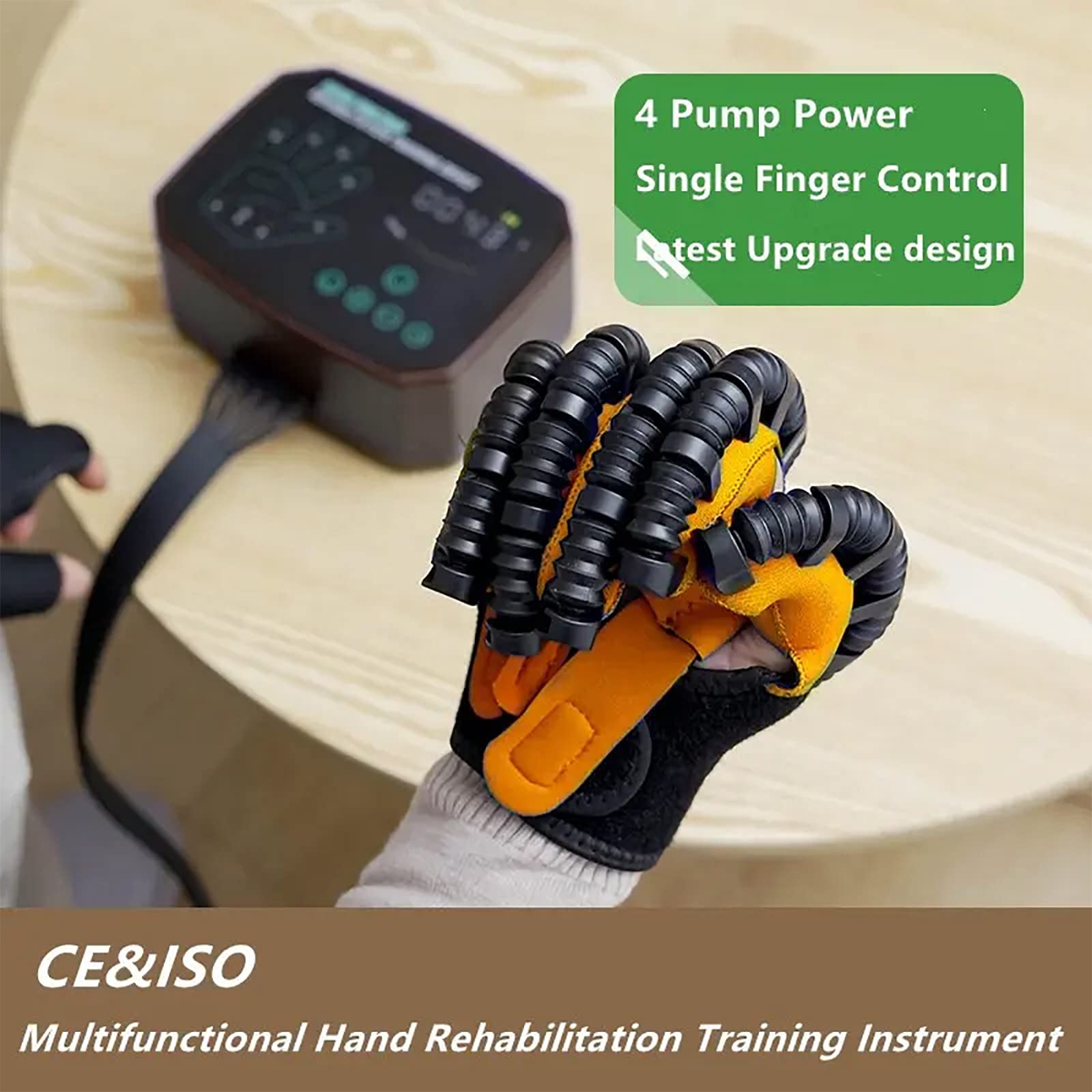 Guantes Robot Rehabilitación,Equipo Recuperación Golpes Mano con Modo Automático Ajustable 9 Velocidades Y Confrontación 3 Velocidades,Estiramiento > 190°,para Parálisis Cerebral Y Artritis