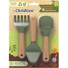 ChildGen Gardening Tools Set, Mini Tools for Shaping Play Sand & Sensory Play, Creative Outdoor & Indoor Fun for Kids, Bioplastic Toy from Olive Pits
