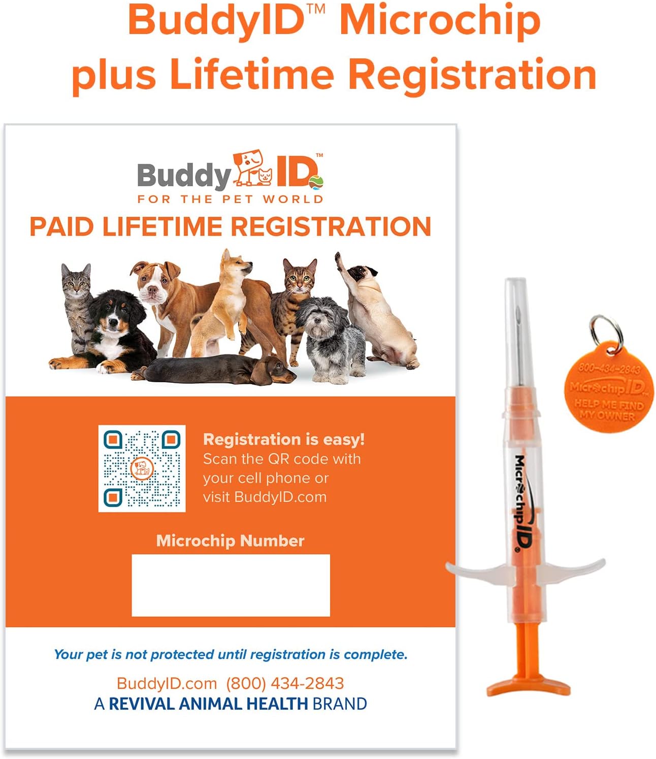 Buddy ID Pet Microchip Plus Lifetime Registration