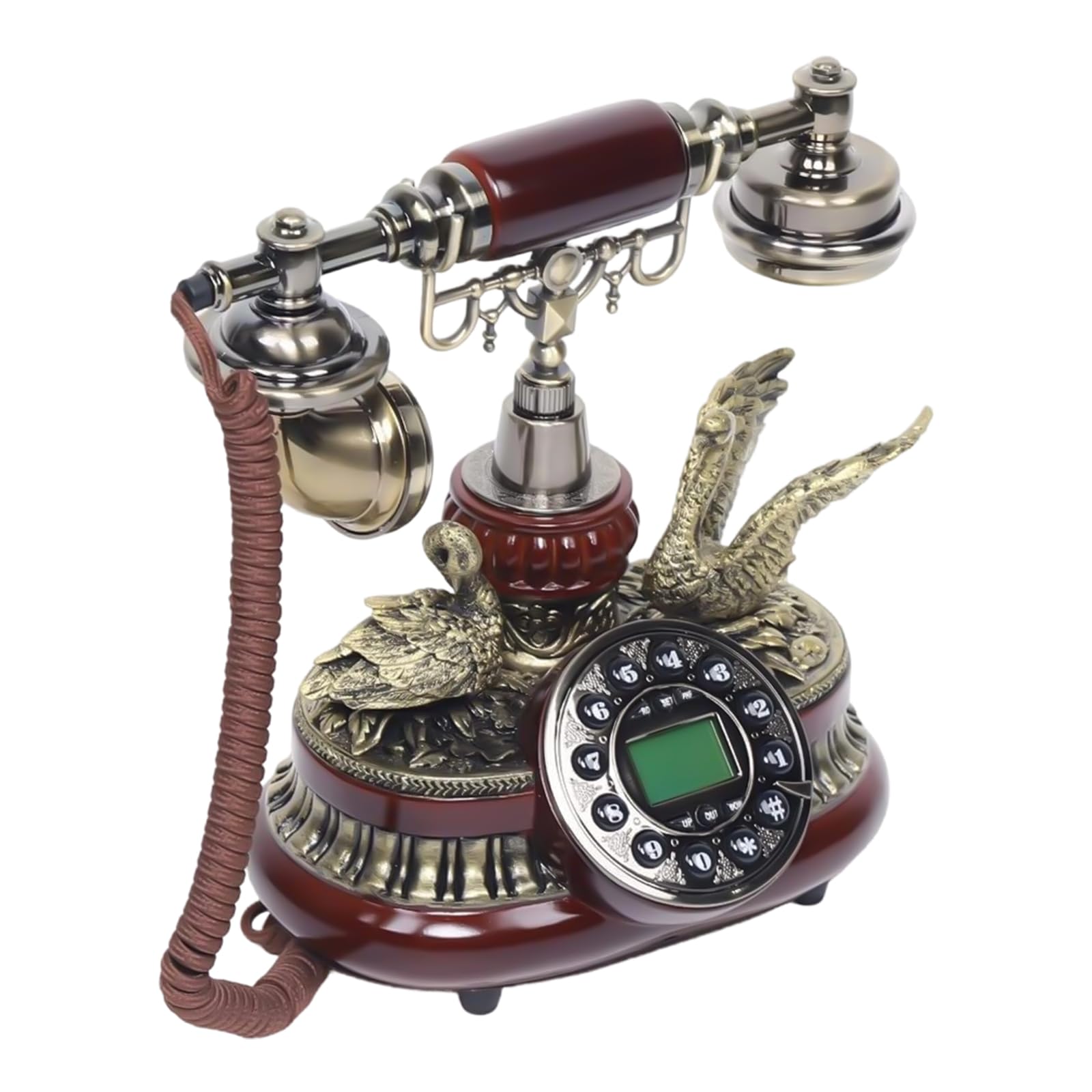 Telefon w stylu retro z funkcją rozpoznawania połączeń, nostalgiczny