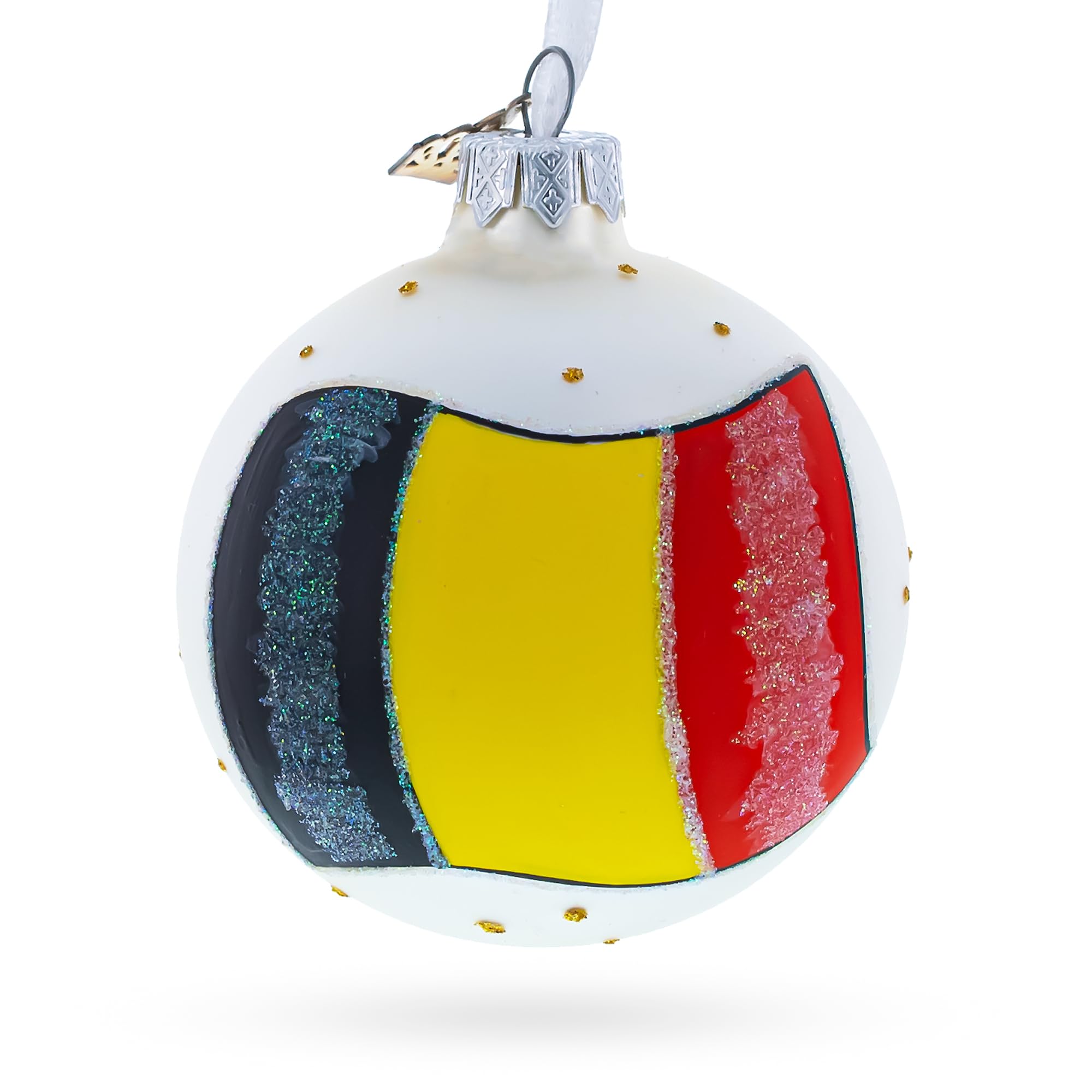 Drapeau de la Belgique en verre pour décorer le sapin du réveillon en famille