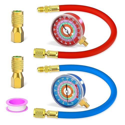 Vista 8 de MEANLIN MEASURE Medidor de presión de refrigeración, 1/8" NPT, 0-800Psi, 2-3/4" dial, R-404A, R-22, R-410A, grado F, con 1/4" NPT y 3/8" NPT buje