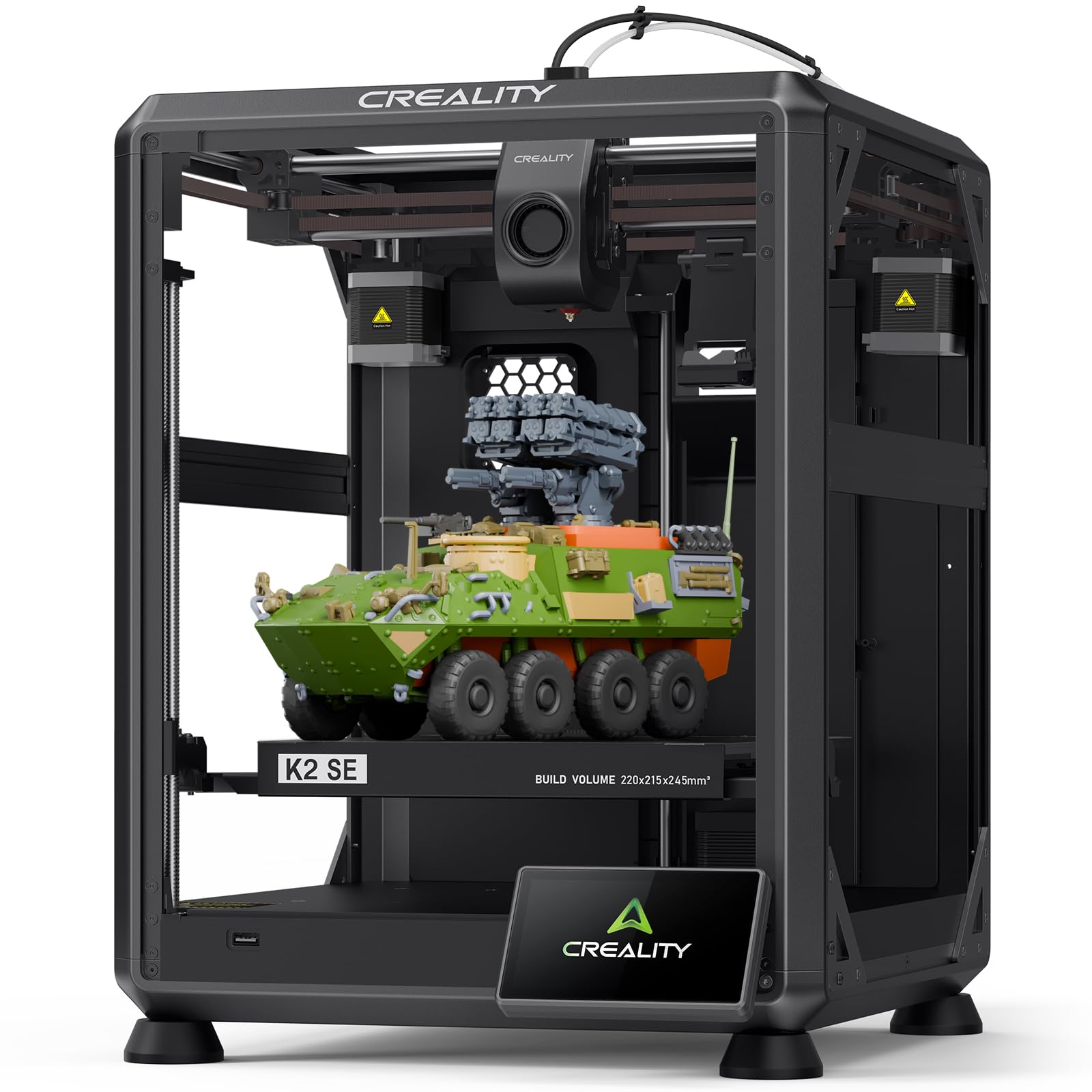 Creality K2 SE 3D Printer, 500mm/s High-Speed Printing, Support Multi Color 3D Printing Needs CFS, Solid Metal Build, Auto Leveling, Direct Drive Extruder, Quick-Swap Nozzle, 220×215×245mm Print Size