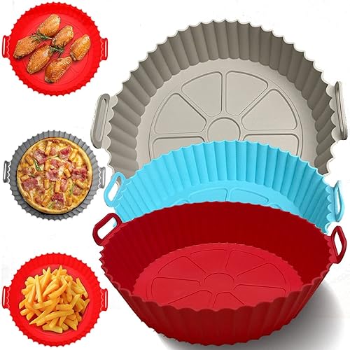 3 piezas de forros de silicona reutilizables para freidora de aire cesta redonda de silicona para freidora de aire de 7 a 8 pulgadas antiadherente