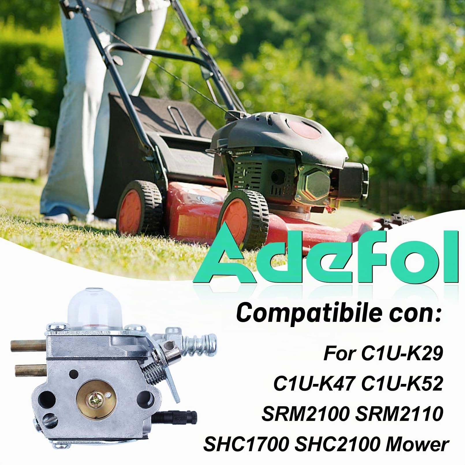 Adefol Kit filtro aria carburatore per Echo SRM2015 SRM2305 SRM2455 ZAMA C1U-K53 C1U-K52 AT203A tosaerba, filtro aria carburatore con filtro carburante, ricambio 12520013312