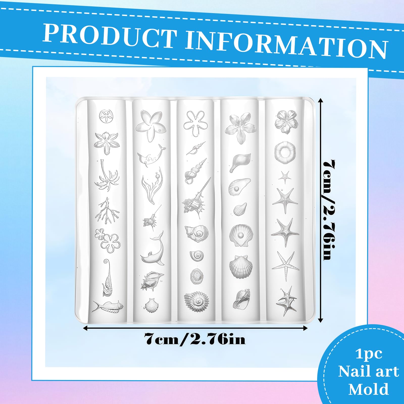 3D Gel Nail Art Mold Set Verano Mar & Conchas DIY Accesorios Uñas Flexible Transparente