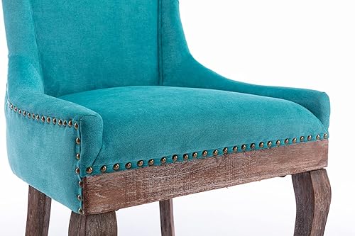 Miniatura 9 de Dining Chairs and Table & Chair Sets, Ultra Side Dining Chair with Thickened Fabric Upholstery and Solid Wood Legs, Bronze Nail Head Accents, Set of