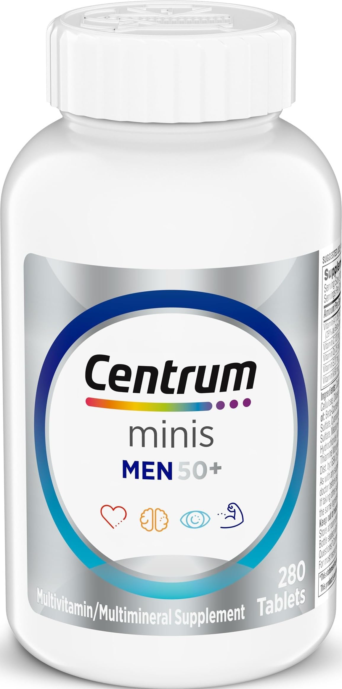 Centrum Minis Silver Men's Multivitamin for Men 50 and Over, 280 Tablets | Contains Vitamins D3, E, B6, and B12, Gluten Free, Non-GMO Ingredients, GLP-1 Support