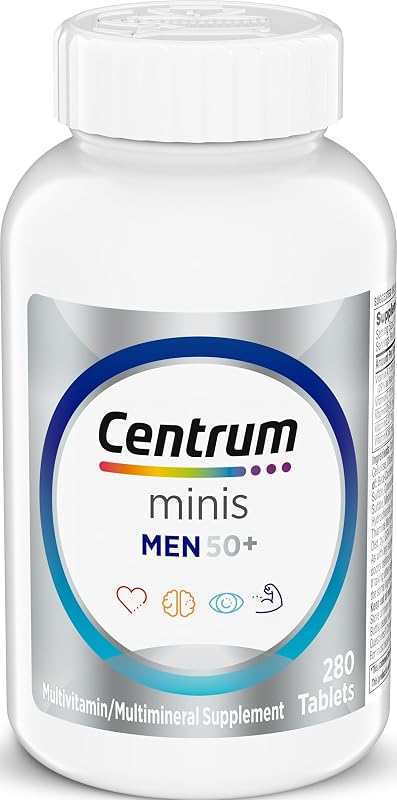 Centrum Minis Silver Multivitamínico e multimineral para homens 50+, vitaminas D3, E, B6 e B12, 280 comprimidos