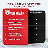 Vista 4 de ArmorDillo Película protectora de encimera con cuchillo gratis. Protección de superficie autoadhesiva transparente para laminados, granito, mármol