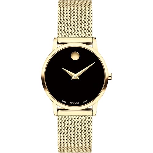 Movado Museum Classic Women's Watch - Swiss Quartz Movement, Stainless Steel Mesh Bracelet - 3 ATM Water Resistance - Luxury Fashion Timepiece for Her - 28mm