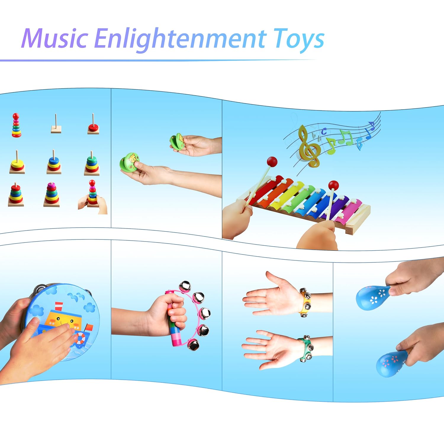 Childom Kids Musical Instruments for Toddlers,Baby Musical Toys for Toddlers,Preschool Educational Kids Gifts,Christmas Birthday Gifts for Boys Girls,Xylophone,Maracas,Wooden Instruments Toddler Toys, view 7