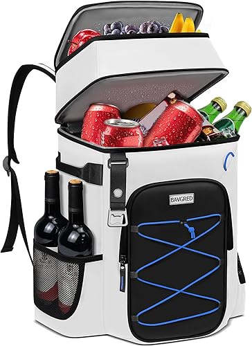 Miniatura 23 de Mochila térmica para 30 latas, impermeable, con compartimento para enfriar para hombres y mujeres, bolsa térmica de lados suaves, mochila ligera Gris