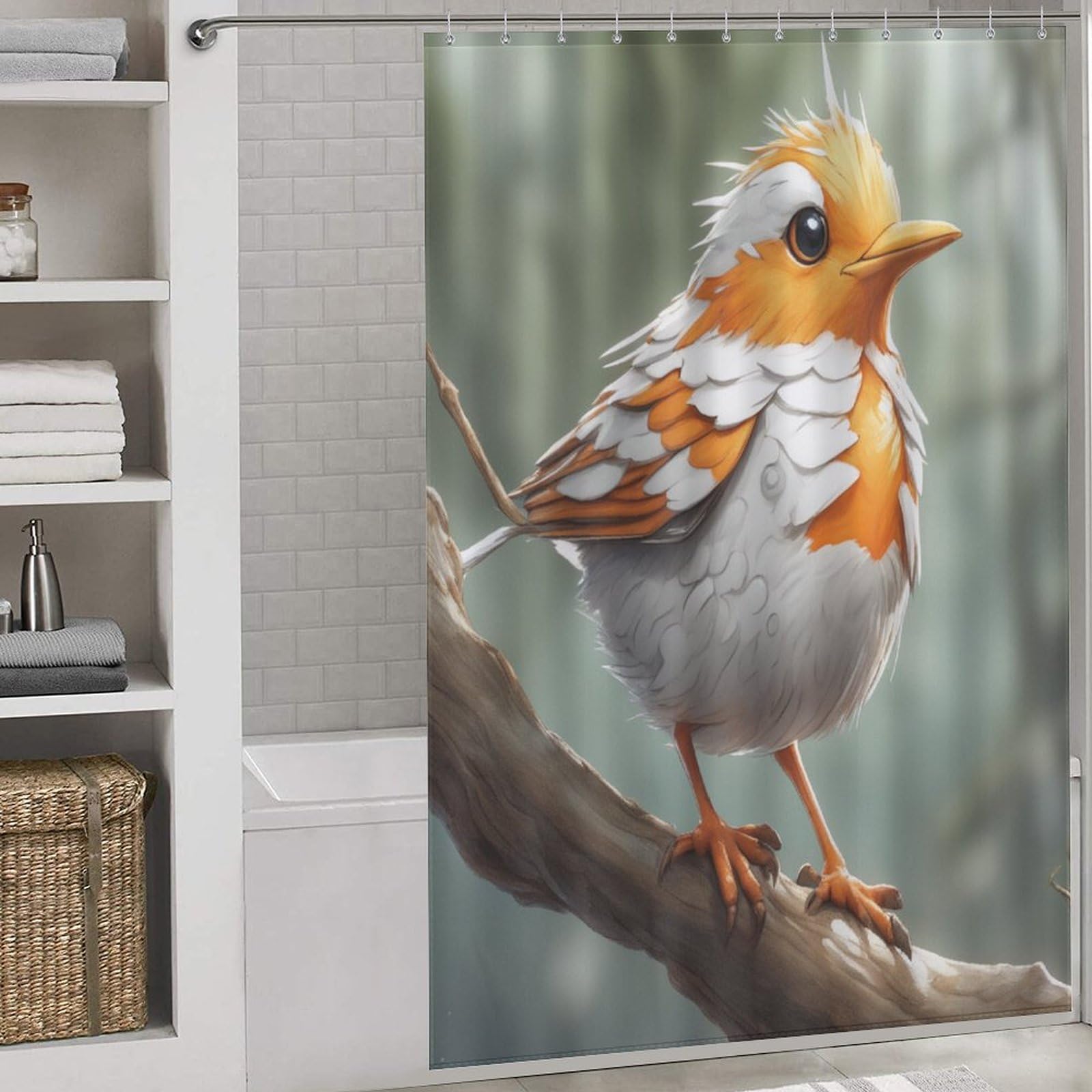 Rideau de douche oiseau mignon en tissu pour sublimer votre bain familial