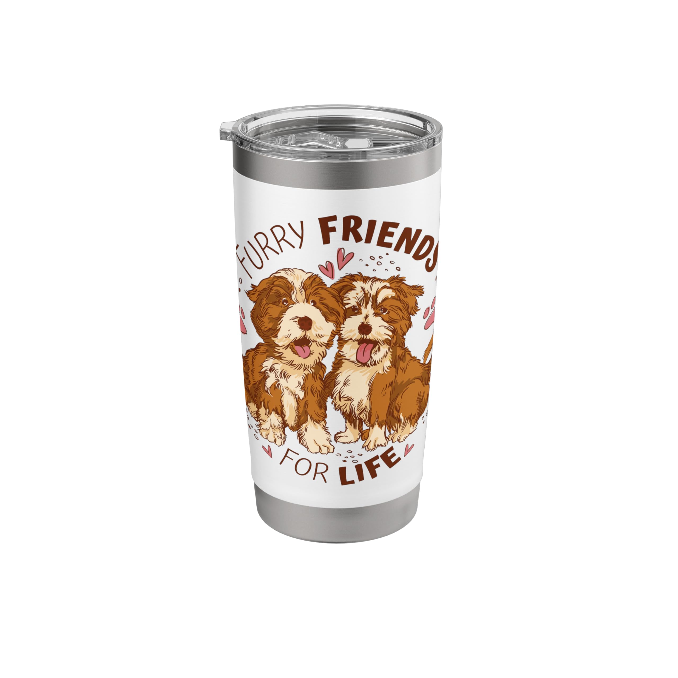 Furry, Friends Life Adorable Puppy Duo Graphic Stainless Steel Insulated Tumbler