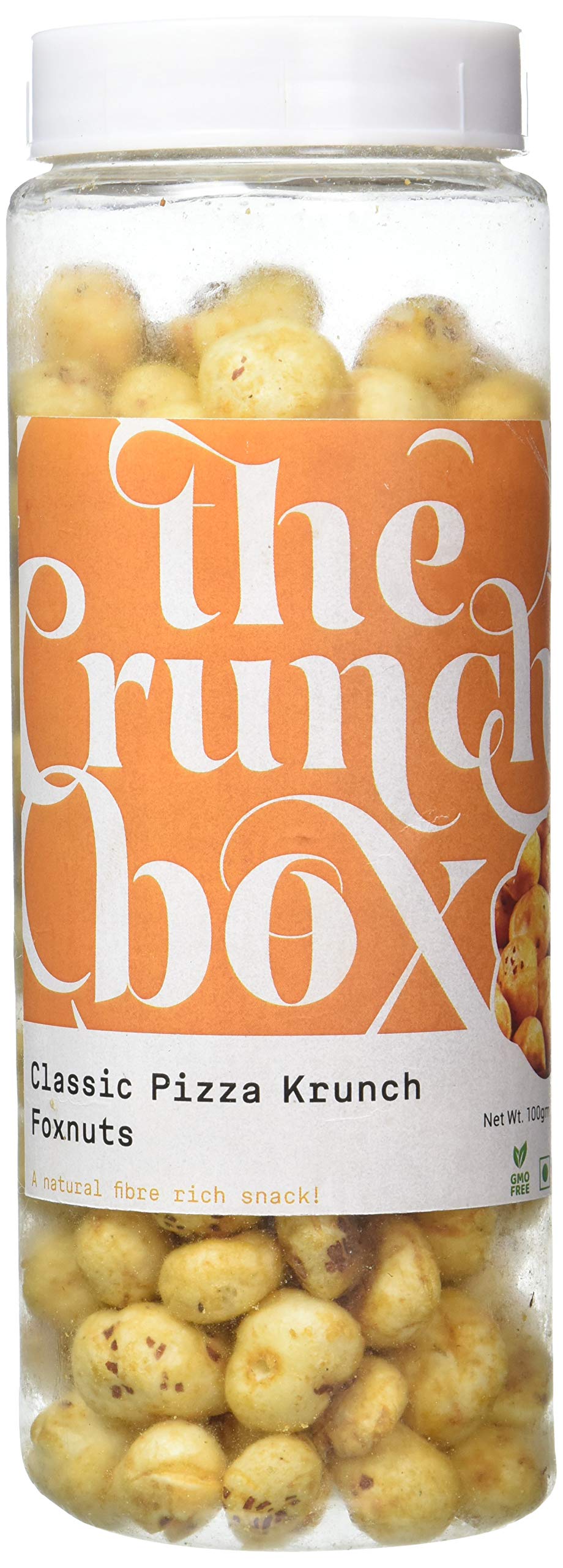 The Crunch Box Classic Pizza Krunch Foxnuts (Makhana) - 60gms - Flavoured Roasted Makhana, Rich in Calcium, Gluten-Free, Protein-Rich, High Fiber, Low Cholesterol, Antioxidant-Rich Gourmet Snacks